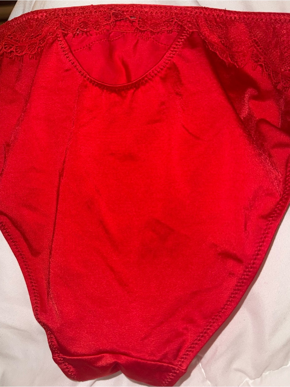Medium Auden Red Lace Trim High-Waist Bikini Brief NWOT